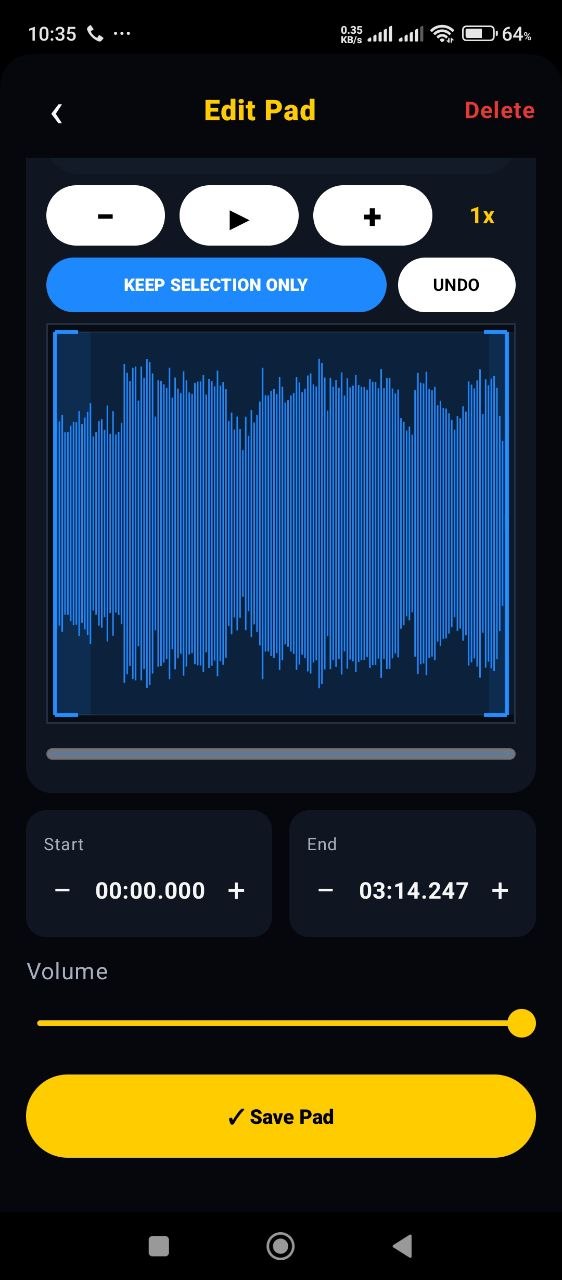 Waveform editor screen